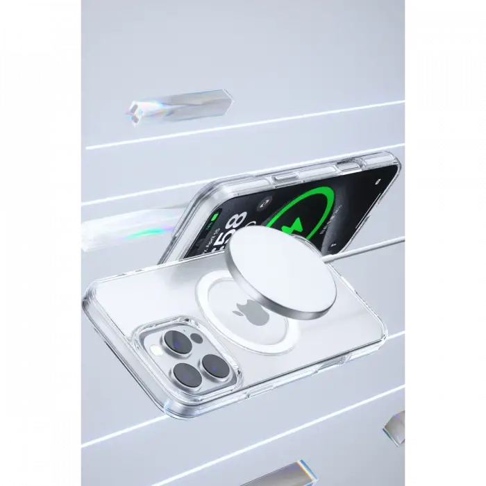 Joko Apple iPhone 15 Pro Max Gleam PC Sert Magsafe Kılıf - Şeffaf