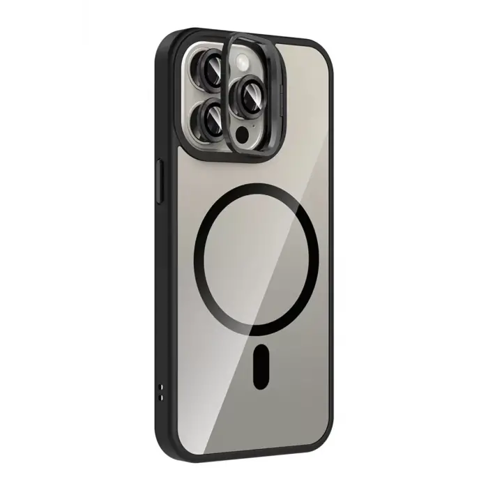 Joko Apple iPhone 15 Pro Max Remim Lensli Magsafe Standlı Kapak - Siyah