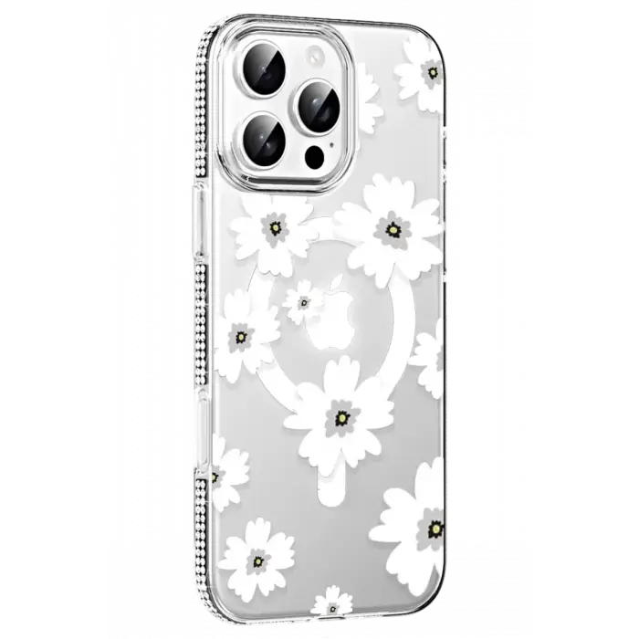 Joko Apple iPhone 16 Pro Max Floral Magsafe Kapak - Beyaz