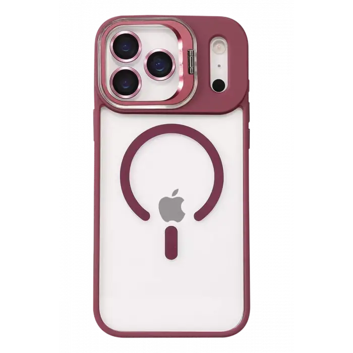 Joko Apple iPhone 17 Pro Max Remim Lensli Magsafe Standlı Kapak - Bordo