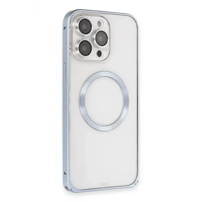 Joko iPhone 13 Pro Max Kılıf Metal Bumper Magneticsafe Kapak - Sierra Blue