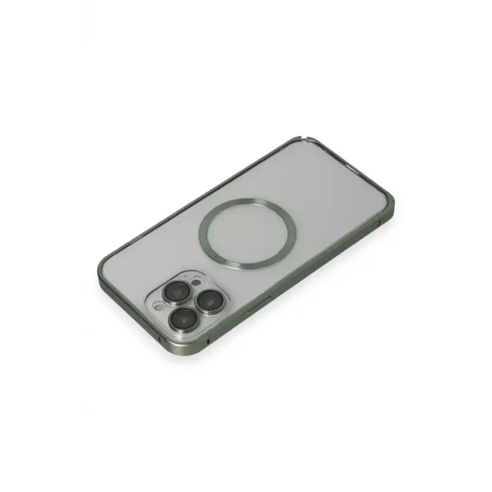 Joko iPhone 13 Pro Max Metal Bumper Magneticsafe Kapak - Yeşil