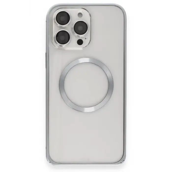 Joko Apple iPhone 15 Pro Max Kılıf Metal Bumper Magneticsafe Kapak - Gri