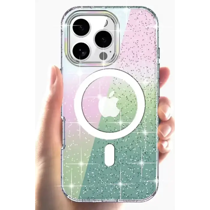 Joko Apple iPhone 15 Pro Max Rasasi Simli Magsafe Kapak - Şeffaf