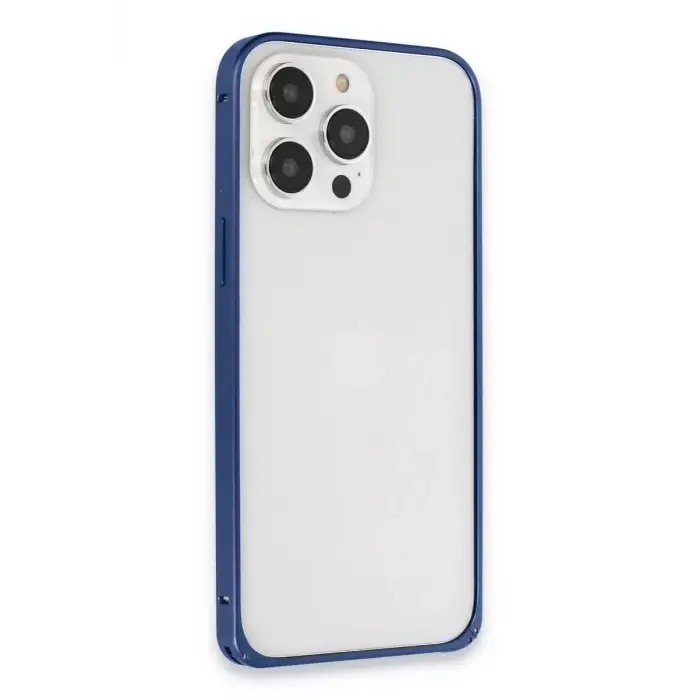 Joko Apple iPhone 15 Pro Metal Bumper Mat Kapak - Lacivert