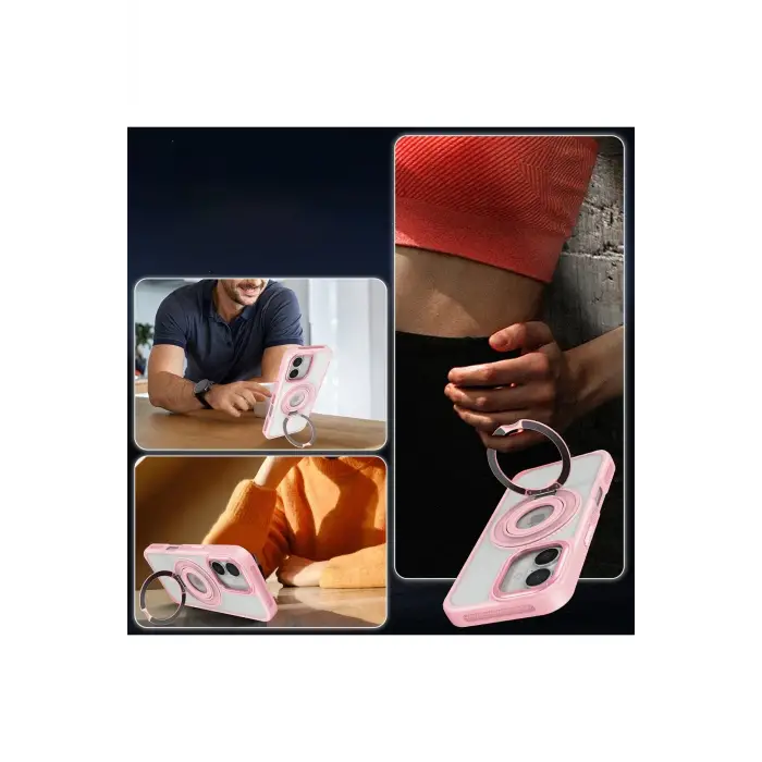 Joko iPhone 16 Banza Magsafe Standlı Kapak - Pembe