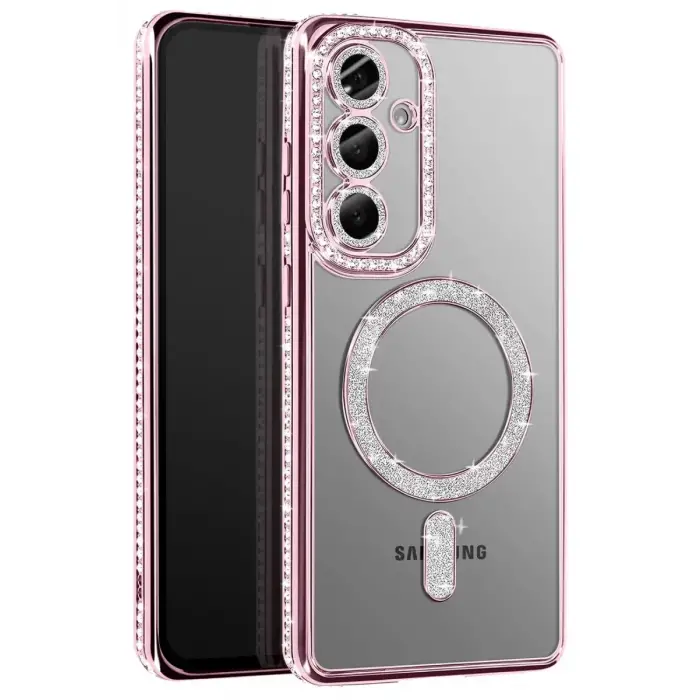 Joko Samsung Galaxy A57 5G Joke Simli Magneticsafe Kılıf - Pembe