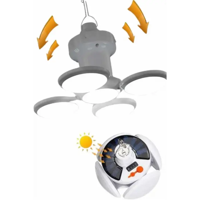 Kamp Lambası Güneş Enerjili Solar 5 Kanatlı Katlanır Lamba Karavan