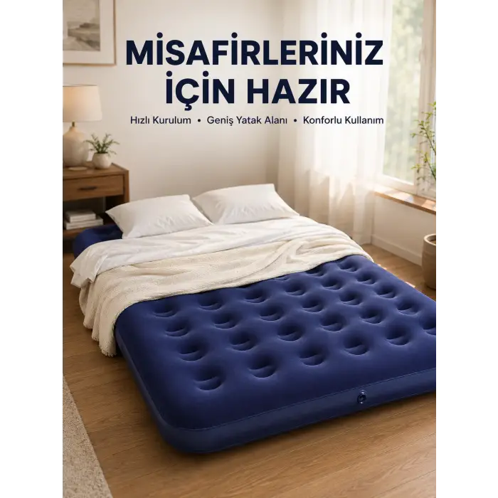 Kamp ve Festival İçin Şişirilebilir Yatak Çift Kişilik Sağlam Yapı