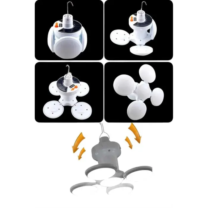 Katlanabilir Askılı Kamp Lambası 5 Kanatlı Pratik Güneş Enerjili