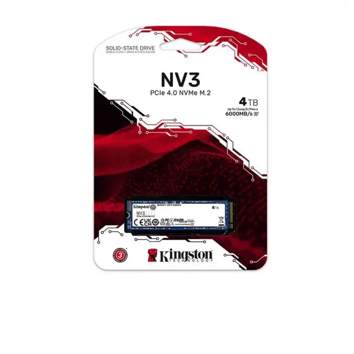 Kingston 4TB NV3 SNV3S-4000G 6000-5000MB-s PCI-Express 4.0 M.2 2280 Ssd Disk