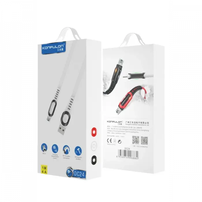Konfulon DC24 Micro USB Kablo 1.2M 4A - Kırmızı