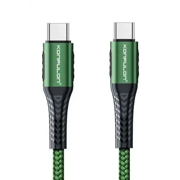 Konfulon DC43 Type-C to Type-C 1M Örgü 60W Hızlı Şarj Kablo - Yeşil