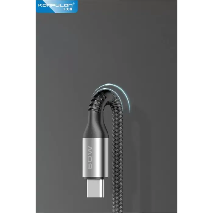 Konfulon DC62 3in1 Type-C to 60W Type-C / 12W Lightning / 15W Micro 1.2M Hızlı Şarj Kablo - Siyah