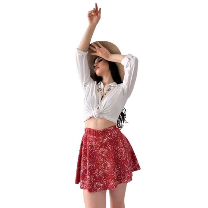 Krinkıl Şortlu Etek - KİREMİT