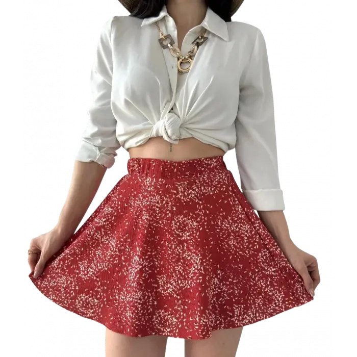 Krinkıl Şortlu Etek - KİREMİT