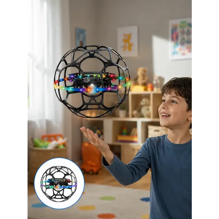 LED Işıklı Futbol Topu Mini Drone Akıllı Sensörlü El Kontrollü