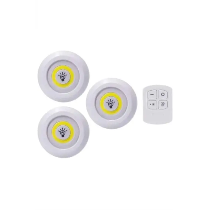 Led Lamba 3lü Uzaktan Kumandalı Yapışkanlı