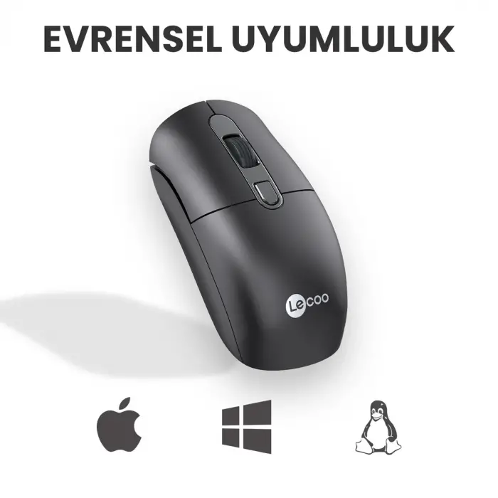 LENOVO LECOO M2001 Kablosuz+USB 1600DPI+4 Tuşlu Siyah Mouse