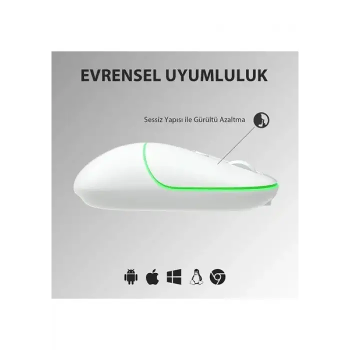LENOVO LECOO WS210 Kablosuz/Bluetooth 1600DPI (Şarj Edilebilir) Beyaz Mouse