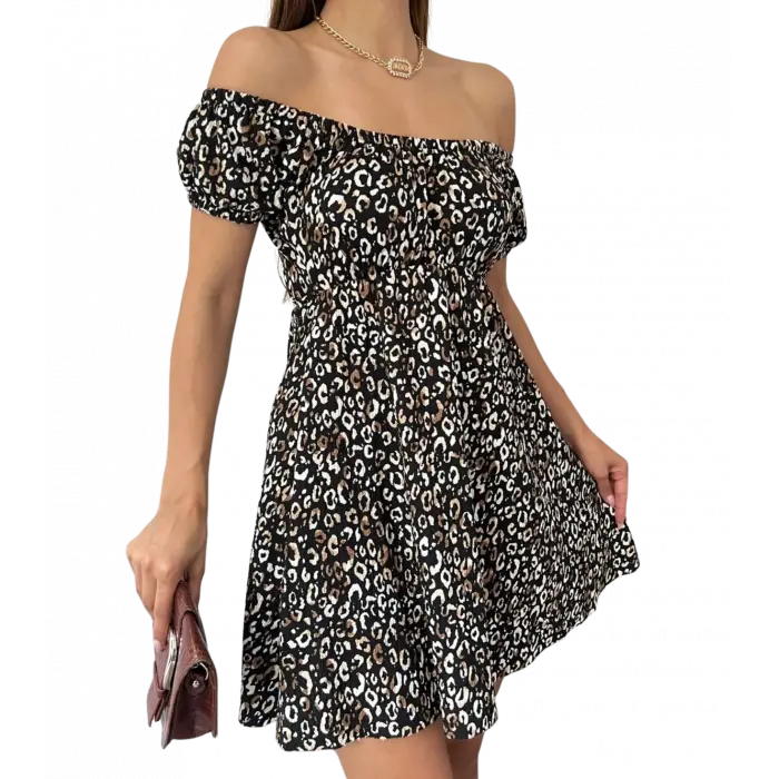 Madonna Yaka Leopar Desenli Elbise
