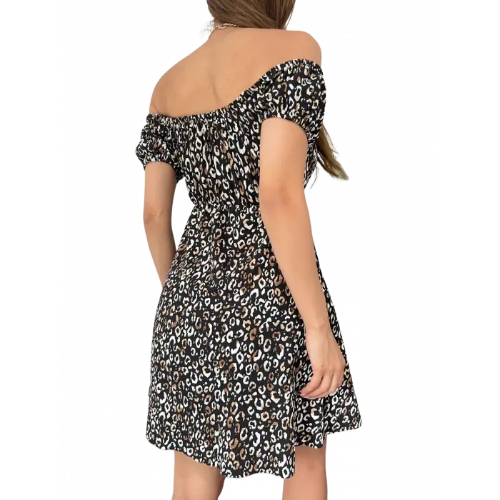 Madonna Yaka Leopar Desenli Elbise