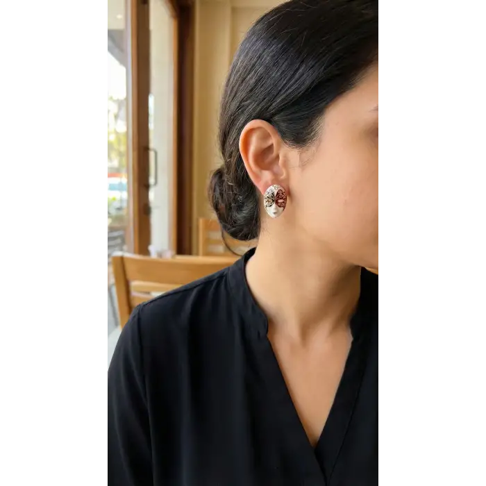 Maske Model Pirinç Kadın Küpe