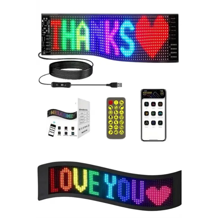 Matrix Led Cama Yapışan Telefon Kontrollü Panel Dijital Ekran Kumandalı