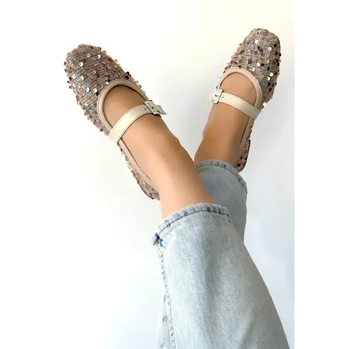 Moden Bej Süet Babet Ayakkabı