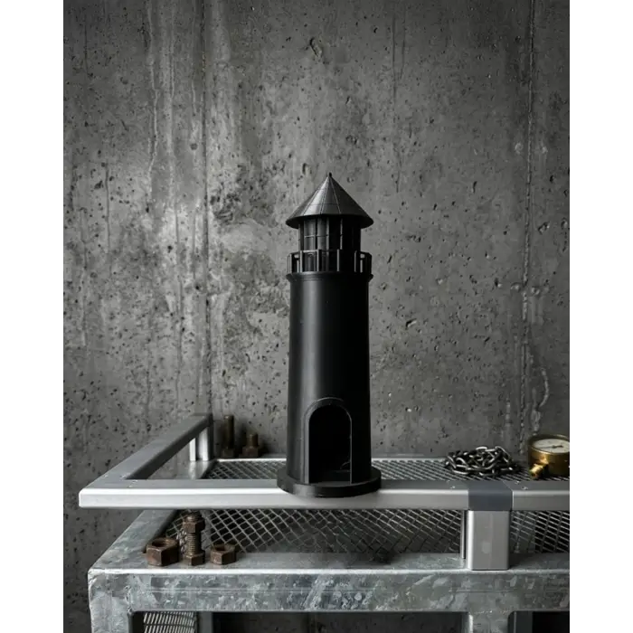 Modern Tasarımlı 3D Siyah Deniz Feneri Ev Dekor Objesi