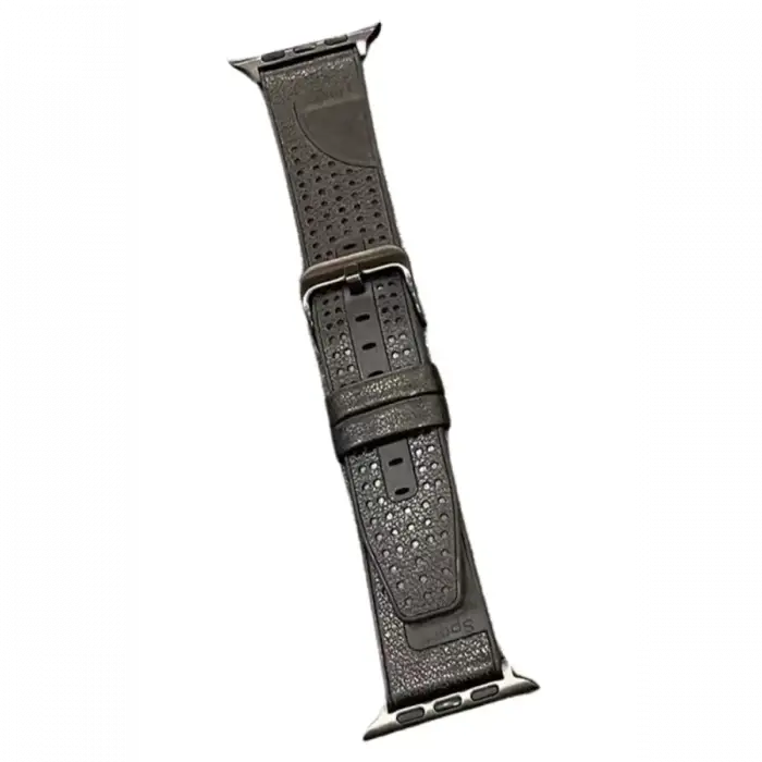 Movenchy Apple Watch 45mm Buff Deri Kordon - Siyah