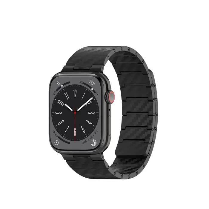 Movenchy Apple Watch 45mm Carbon Steel Kordon - Siyah
