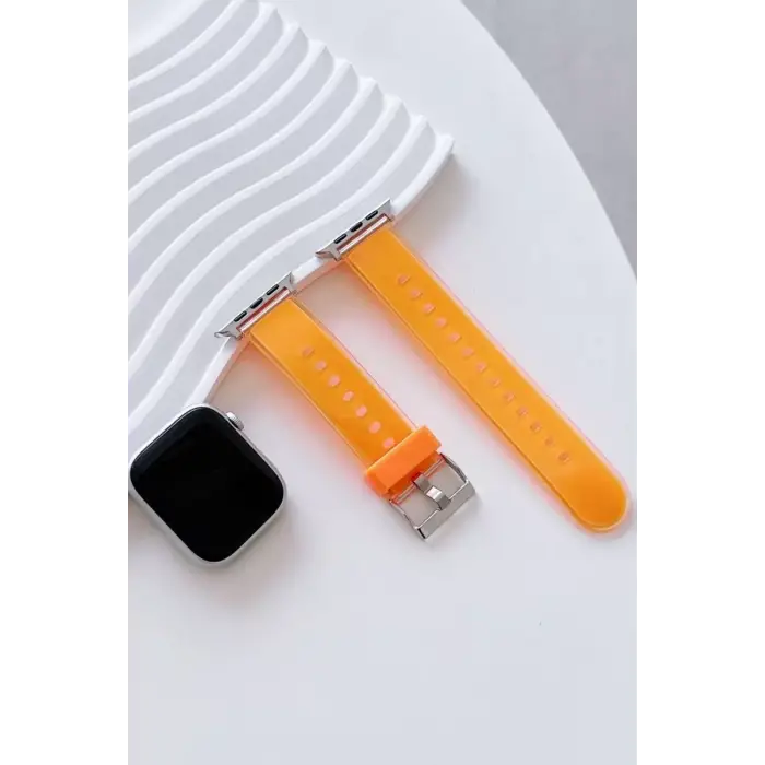Movenchy Apple Watch 45mm Jelly Silikon Kordon - Turuncu