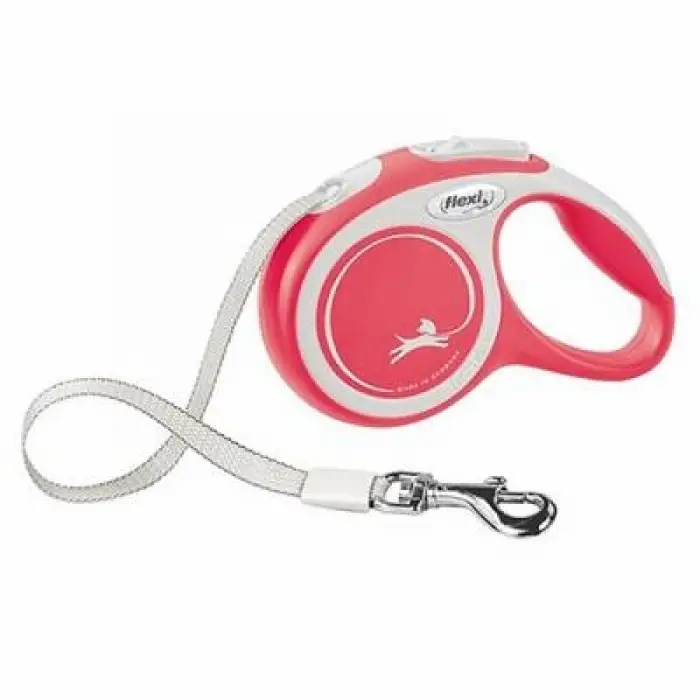 New Comfort Otomatik Şerit Köpek Gezdirme Tasması Medium 5 Mt Kırmızı