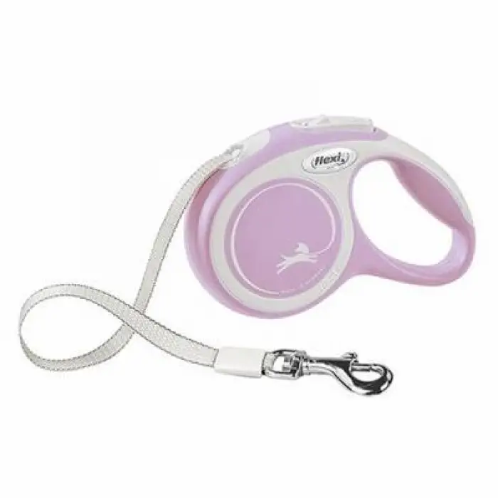 New Comfort Otomatik Şerit Köpek Gezdirme Tasması Medium 5 Mt Rose
