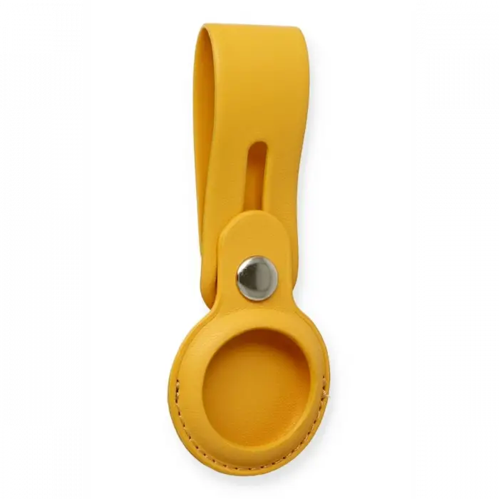 Newface Airtag Askılı Deri Kılıf - Sarı