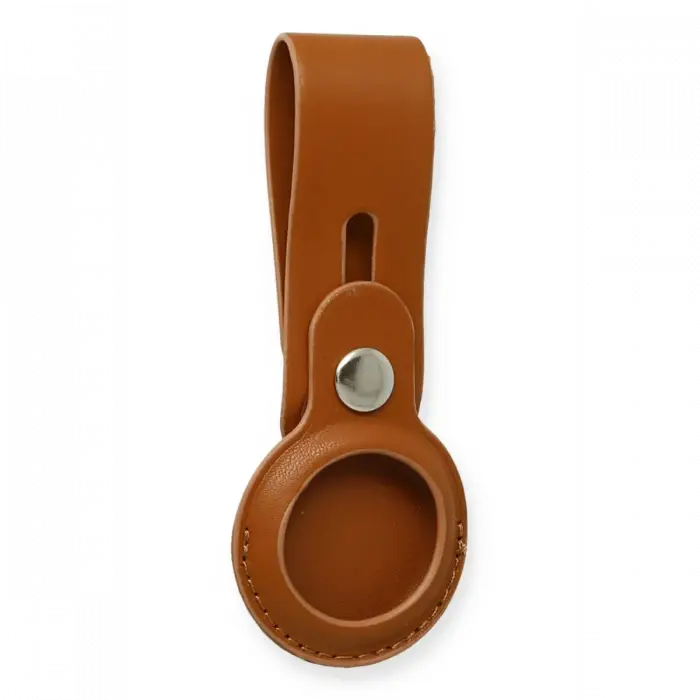 Newface Airtag Askılı Deri Kılıf - Taba