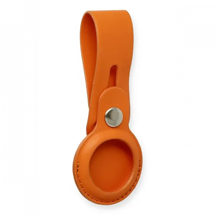 Newface Airtag Askılı Deri Kılıf - Turuncu