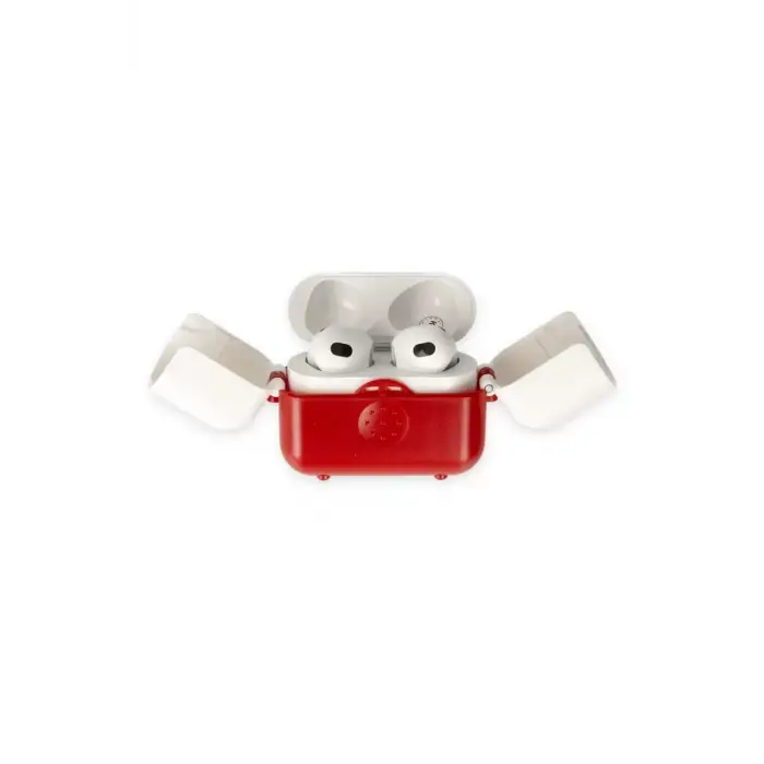 Newface Apple Airpods 3 (3.nesil) Basmalı Kılıf - Kırmızı-Beyaz