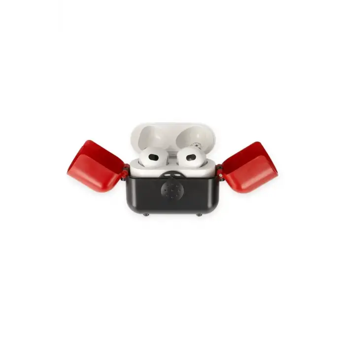 Newface Apple Airpods 3 (3.nesil) Basmalı Kılıf - Siyah-Kırmızı