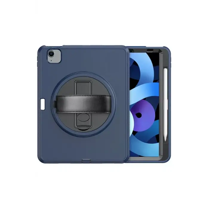 Newface Apple iPad 2022 10.9 (10.nesil) Kılıf Hand Strap Tablet Kılıfı - Lacivert