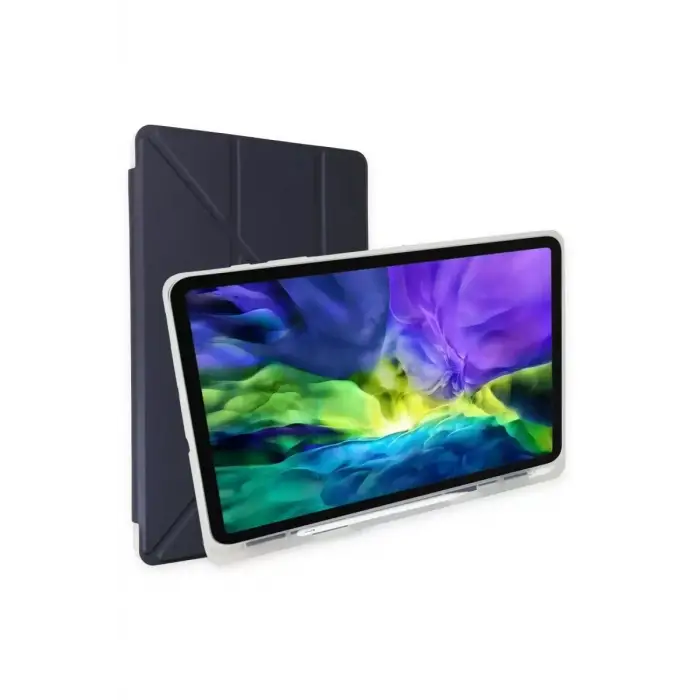 Newface Apple iPad Pro 12.9 (2021) Kılıf Kalemlikli Mars Tablet Kılıfı - Lacivert