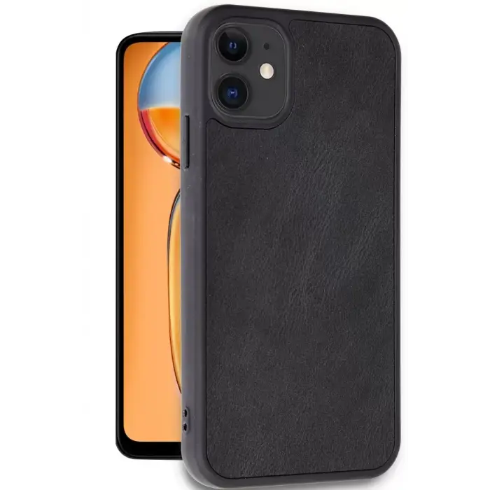 Newface Apple iPhone 11 Kılıf Aras Deri Kapak - Siyah