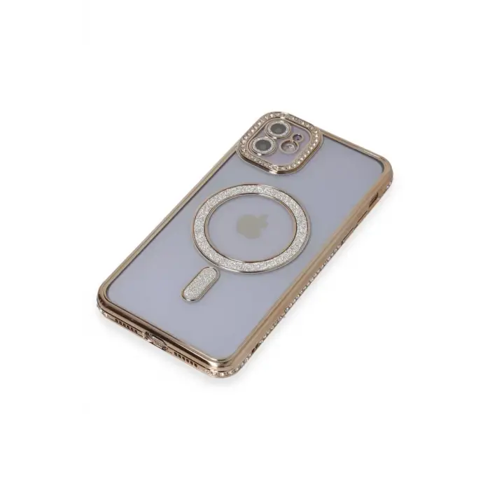 Newface Apple iPhone 11 Kılıf Joke Simli Magneticsafe Kılıf - Gold