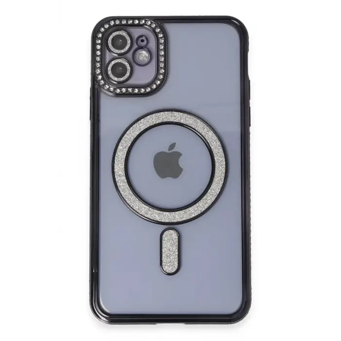 Newface Apple iPhone 11 Kılıf Joke Simli Magneticsafe Kılıf - Siyah