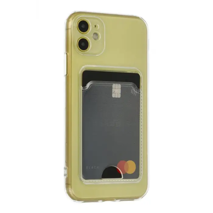 Newface Apple iPhone 11 Kılıf Kart Şeffaf Silikon - Şeffaf