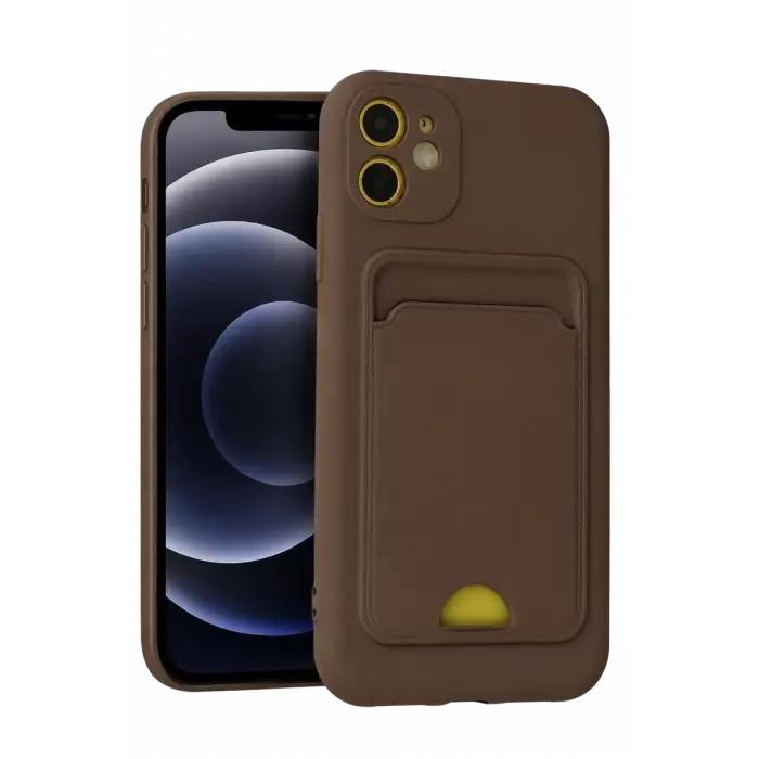 Newface Apple iPhone 11 Kılıf Kelvin Kartvizitli Silikon - Kahverengi