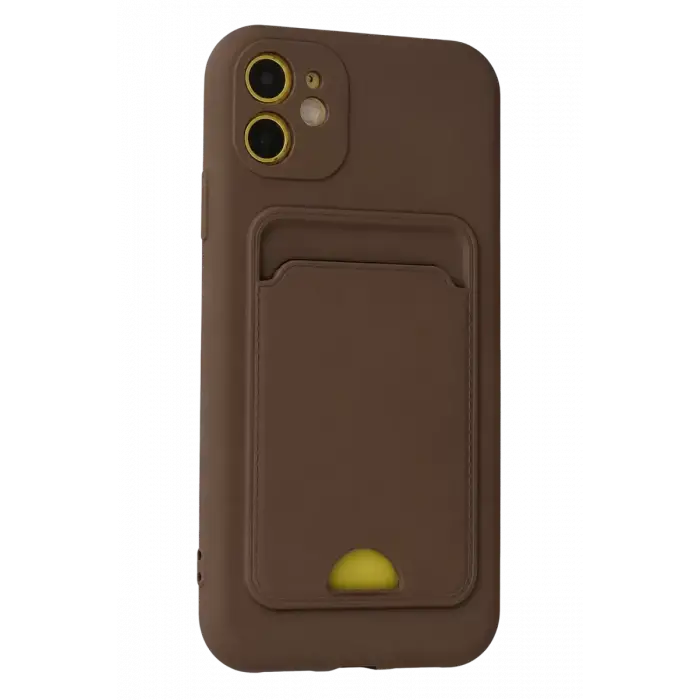 Newface Apple iPhone 11 Kılıf Kelvin Kartvizitli Silikon - Kahverengi