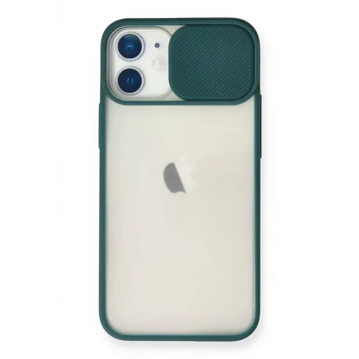 Newface Apple iPhone 11 Kılıf Palm Buzlu Kamera Sürgülü Silikon - Yeşil