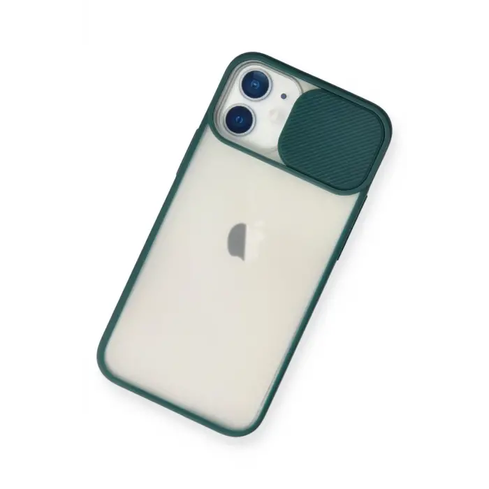 Newface Apple iPhone 11 Kılıf Palm Buzlu Kamera Sürgülü Silikon - Yeşil